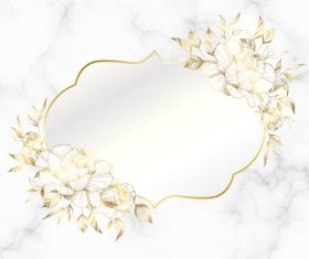 White background golden vintage frame wedding invitation card vector