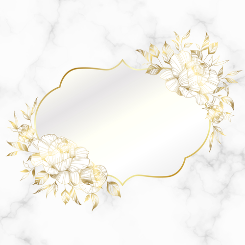 White background golden vintage frame wedding invitation card vector