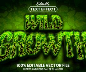 Wild growth text font style vector