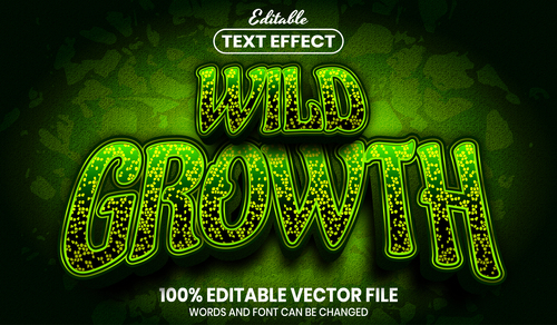 Wild growth text font style vector