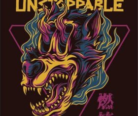 Wolfie the unstoppable T-shirt print pattern background vector