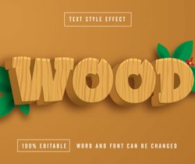 Wood editable font effect text vector
