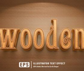 Wooden editable font effect text vector