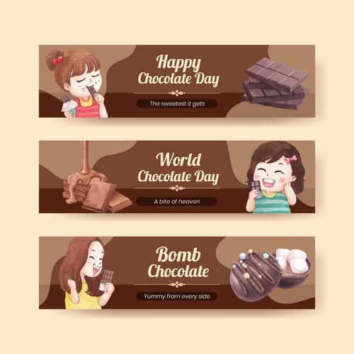 World chocolate day banner vector
