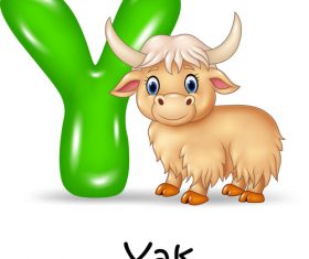 Yak and alphabet vector
