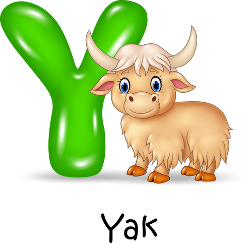 Yak and alphabet vector