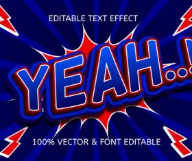 Yeah color blue red editable text effect vector