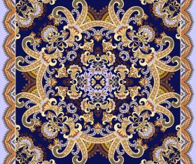 Yellow decorative curls and paisley on dark blue background vector