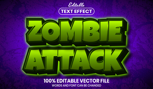 Zombie attack text font style vector