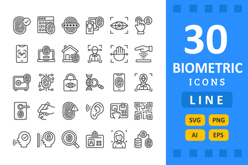 30 Biometrics Icons vector