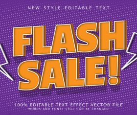 3d Flash sale editable text effect vector