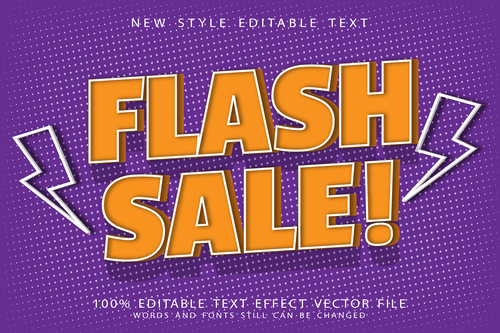 3d Flash sale editable text effect vector