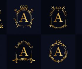 A letter logo in floral frame vector