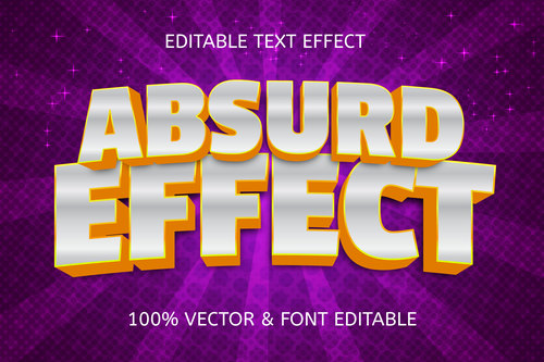 Absurd effect style cartoon editable text effect vector