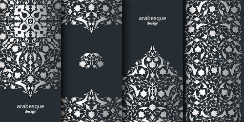Arabesque design black background vector