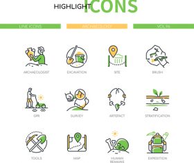 Archaeology style icons vector