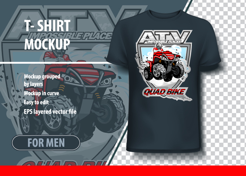 Atv quad bike t-shirt mockup vector