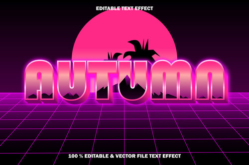 Autumn editable text effect retro style vector