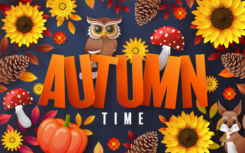 Autumn element cartoon illustration vector