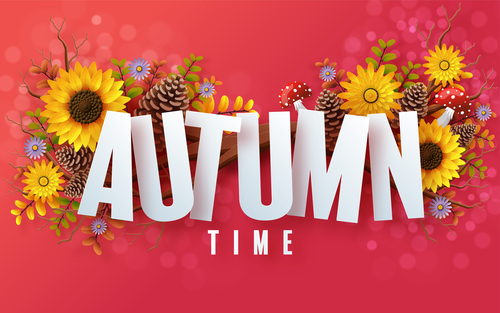 Autumn harvest time background vector