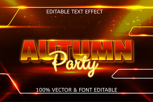 Autumn party editable text effect vector