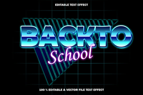 Back to school editable text effect retro style vector