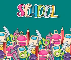 Back to school flyer backpack and scissors vector