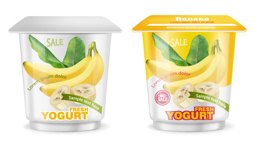 Banana flavor yogurt vector