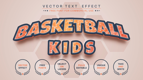 Basketball kids vector text effect