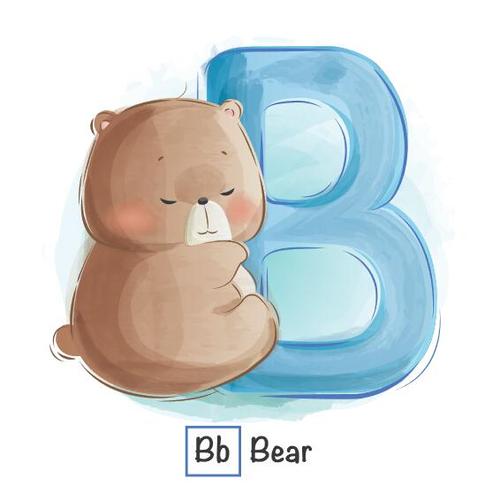 Bear english word cartoon vector