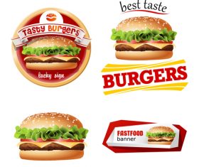 Beautiful realistic icons fast food vector
