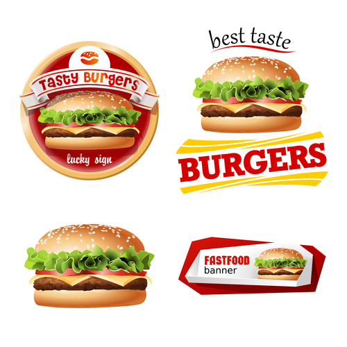 Beautiful realistic icons fast food vector