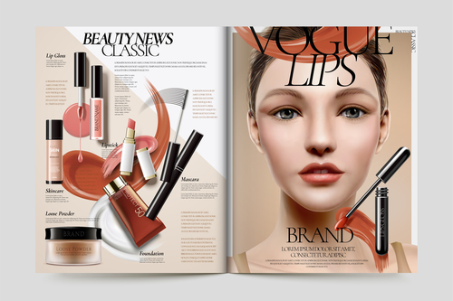 Beautiful woman magazine cover vector