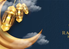 Beige blue Islamic style card vector