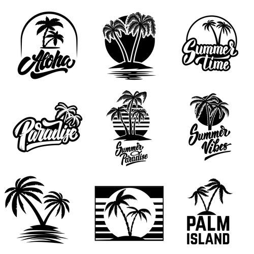 Black and white summer logo vector