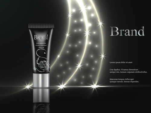 Black gorgeous cosmetics advertisement vector