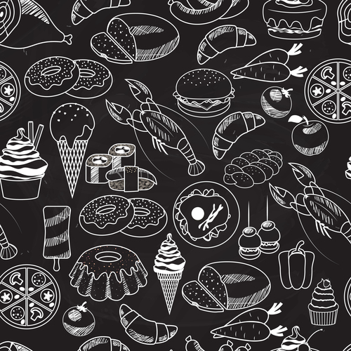 Blackboard food painting background vector