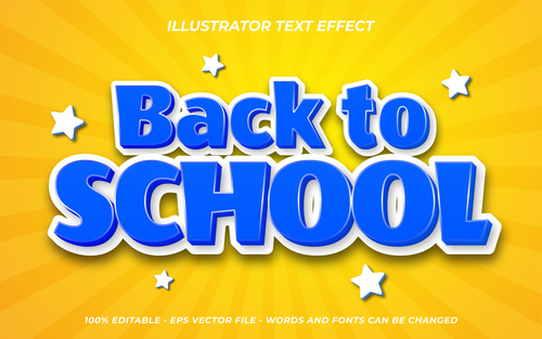 Blue back to school vector editable text effect