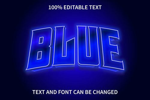 Blue editable text effect modern style vector