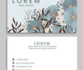 Blue flower background business card vector