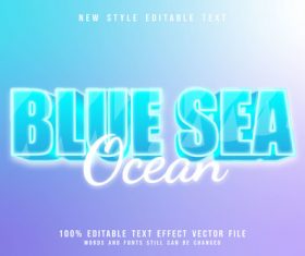 Blue sea ocean 3D emboss blue style vector