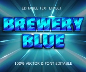 Brewery blue style comic editable text effect vector