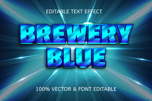 Brewery blue style comic editable text effect vector
