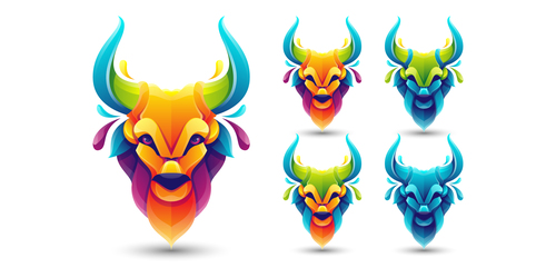 Bull head origami logo vector