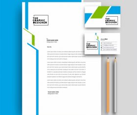 Business letterhead with business card templates design vector illustration