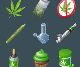 Cannabis production equipment icons vector