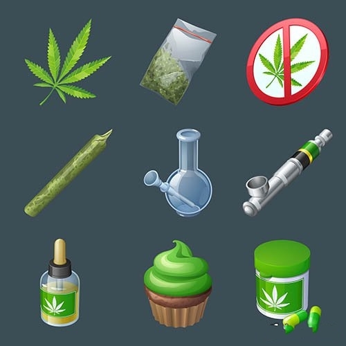 Cannabis production equipment icons vector