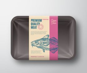 Canned fish label design vector