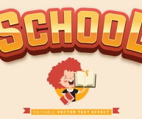 Cartoon background school editable vector text effect vector