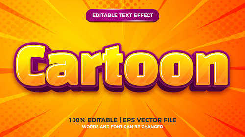 Cartoon comic kids 3d editable text style effect vector